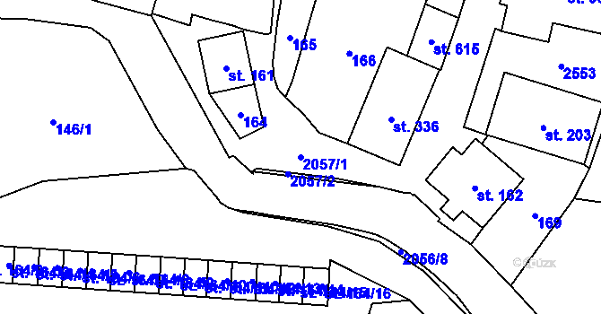 Parcela st. 2057/1 v KÚ Verneřice, Katastrální mapa