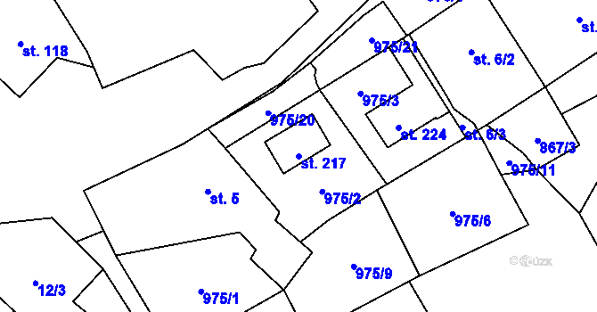 Parcela st. 217 v KÚ Dolní Paseky, Katastrální mapa