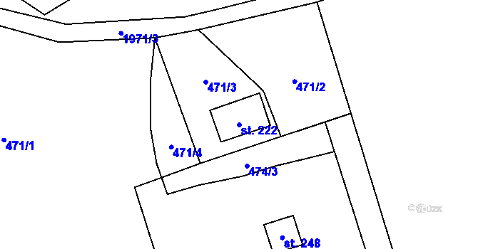 Parcela st. 222 v KÚ Dolní Paseky, Katastrální mapa