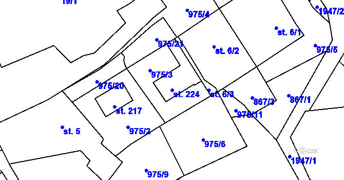 Parcela st. 224 v KÚ Dolní Paseky, Katastrální mapa