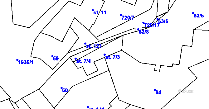 Parcela st. 7/3 v KÚ Dolní Paseky, Katastrální mapa