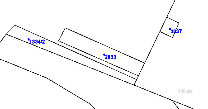 Parcela st. 2033 v KÚ Dolní Paseky, Katastrální mapa