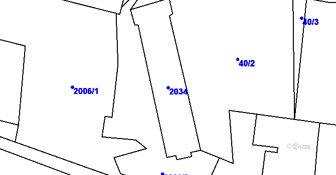 Parcela st. 2034 v KÚ Dolní Paseky, Katastrální mapa