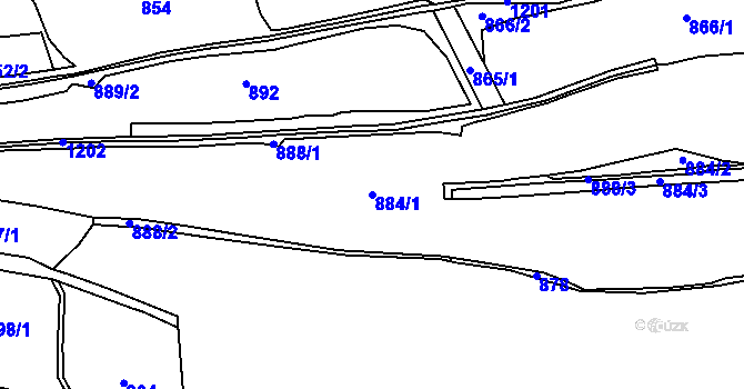 Parcela st. 884/1 v KÚ Horní Paseky, Katastrální mapa