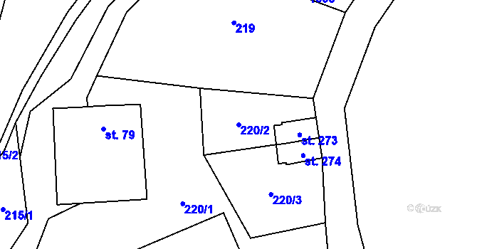 Parcela st. 220/2 v KÚ Vernéřov u Aše, Katastrální mapa
