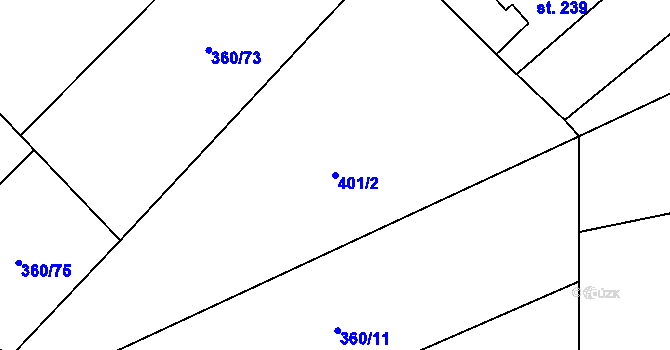 Parcela st. 401/2 v KÚ Vernéřov u Aše, Katastrální mapa