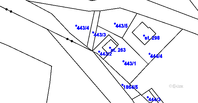 Parcela st. 443/2 v KÚ Vernéřov u Aše, Katastrální mapa