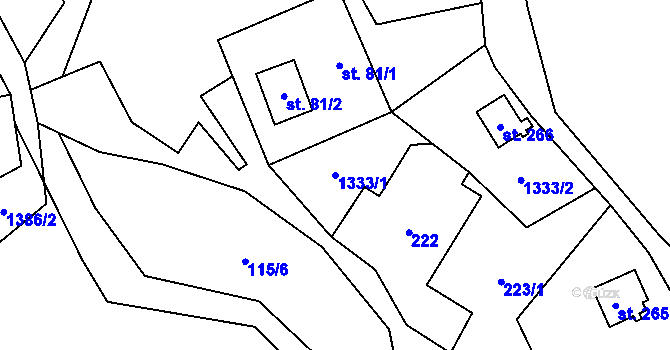 Parcela st. 1333/1 v KÚ Vernéřov u Aše, Katastrální mapa