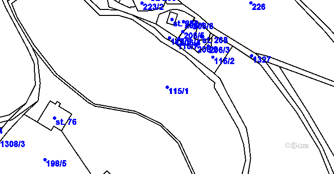 Parcela st. 115/1 v KÚ Vernéřov u Aše, Katastrální mapa