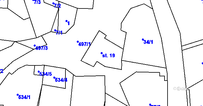 Parcela st. 19 v KÚ Hradiště u Vernéřova, Katastrální mapa