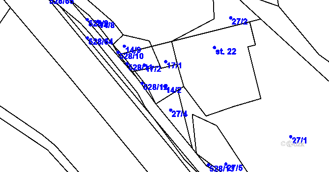 Parcela st. 14/2 v KÚ Hradiště u Vernéřova, Katastrální mapa