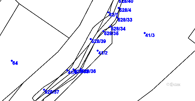 Parcela st. 41/2 v KÚ Hradiště u Vernéřova, Katastrální mapa