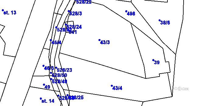 Parcela st. 43 v KÚ Hradiště u Vernéřova, Katastrální mapa