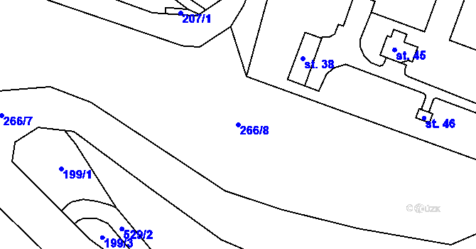 Parcela st. 266/8 v KÚ Hradiště u Vernéřova, Katastrální mapa