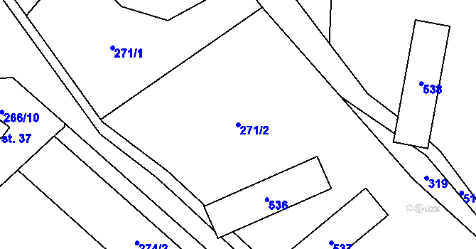 Parcela st. 271/2 v KÚ Hradiště u Vernéřova, Katastrální mapa