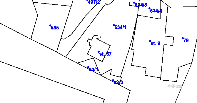 Parcela st. 57 v KÚ Hradiště u Vernéřova, Katastrální mapa