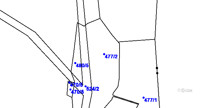 Parcela st. 477/2 v KÚ Hradiště u Vernéřova, Katastrální mapa