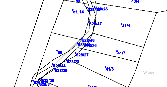 Parcela st. 528/26 v KÚ Hradiště u Vernéřova, Katastrální mapa