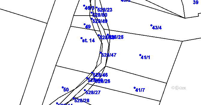 Parcela st. 528/47 v KÚ Hradiště u Vernéřova, Katastrální mapa