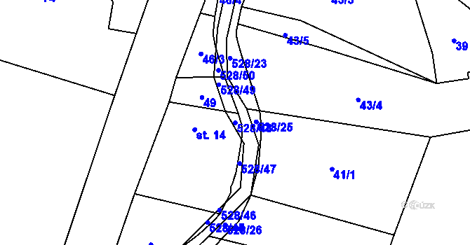 Parcela st. 528/48 v KÚ Hradiště u Vernéřova, Katastrální mapa