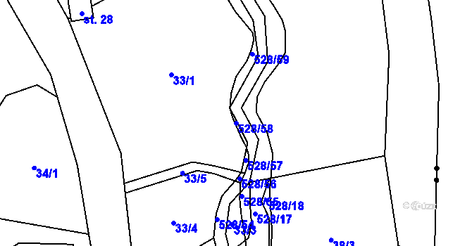 Parcela st. 528/58 v KÚ Hradiště u Vernéřova, Katastrální mapa