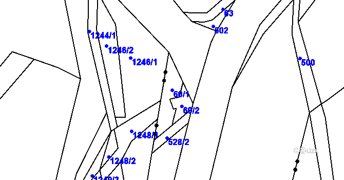 Parcela st. 60/1 v KÚ Hradiště u Vernéřova, Katastrální mapa