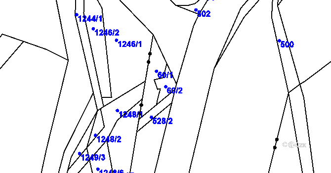 Parcela st. 60/2 v KÚ Hradiště u Vernéřova, Katastrální mapa