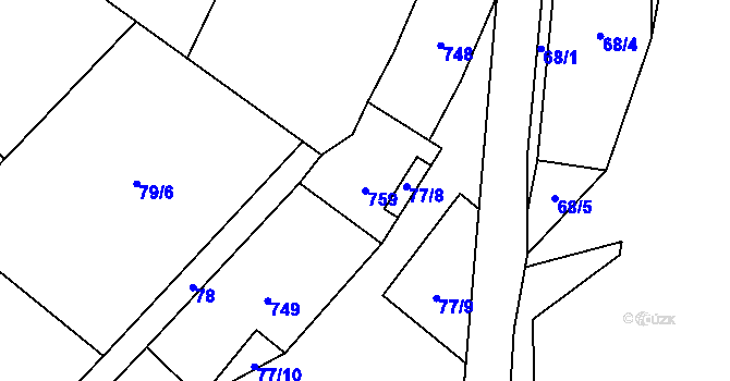 Parcela st. 759 v KÚ Pavlov u Vernéřova, Katastrální mapa