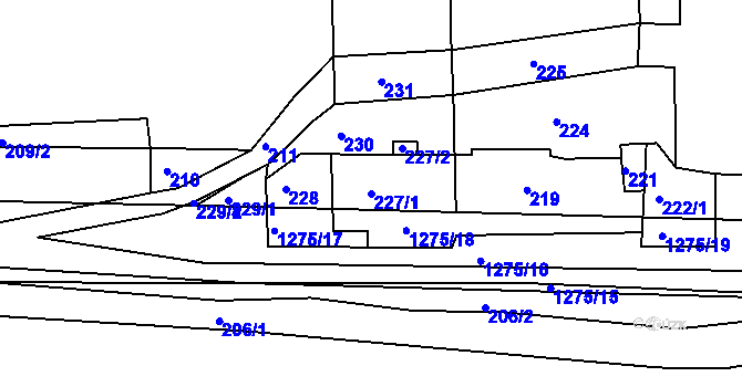 Parcela st. 227/1 v KÚ Vernéřov, Katastrální mapa