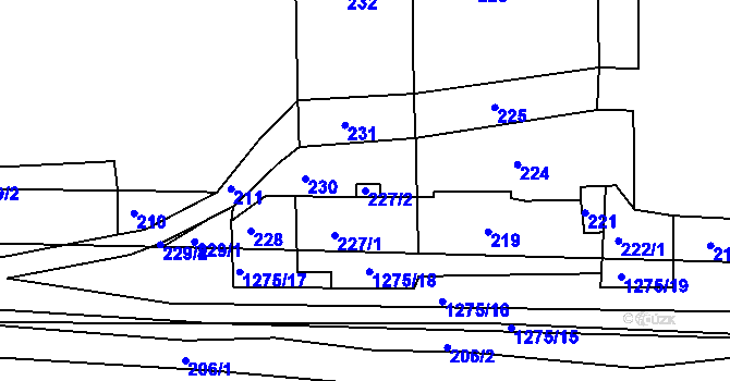 Parcela st. 227/2 v KÚ Vernéřov, Katastrální mapa