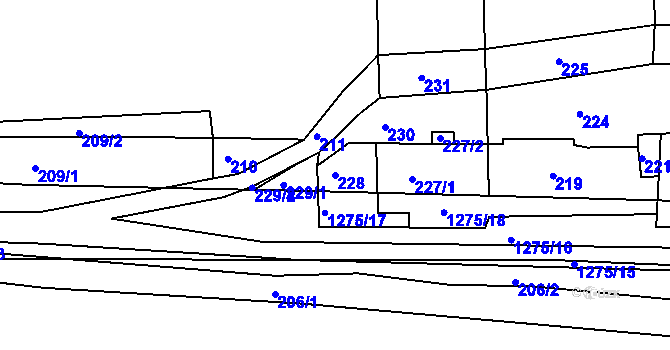 Parcela st. 228 v KÚ Vernéřov, Katastrální mapa
