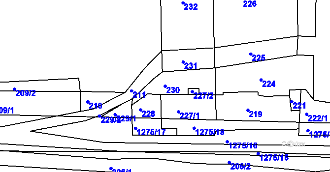 Parcela st. 230 v KÚ Vernéřov, Katastrální mapa