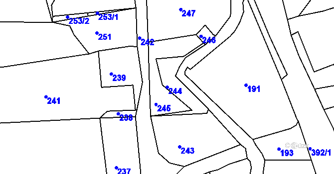 Parcela st. 244 v KÚ Vernéřov, Katastrální mapa