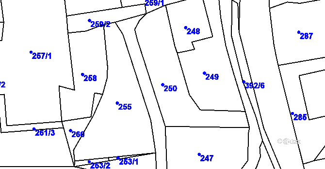 Parcela st. 250 v KÚ Vernéřov, Katastrální mapa