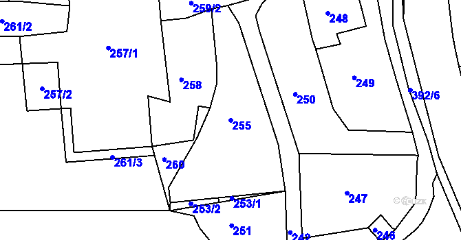 Parcela st. 255 v KÚ Vernéřov, Katastrální mapa