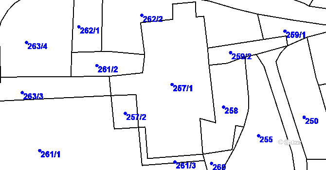 Parcela st. 257 v KÚ Vernéřov, Katastrální mapa