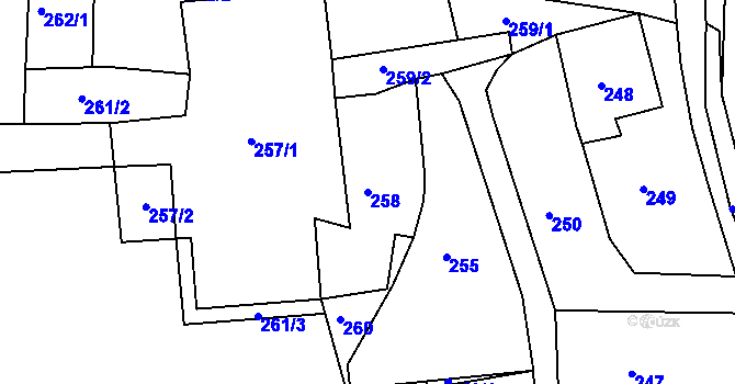 Parcela st. 258 v KÚ Vernéřov, Katastrální mapa