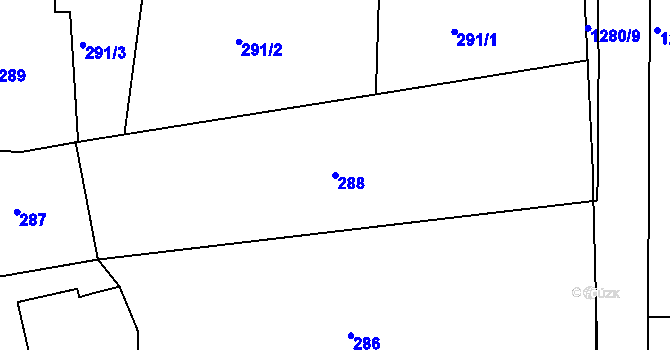 Parcela st. 288 v KÚ Vernéřov, Katastrální mapa
