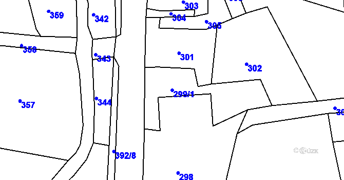 Parcela st. 299/1 v KÚ Vernéřov, Katastrální mapa