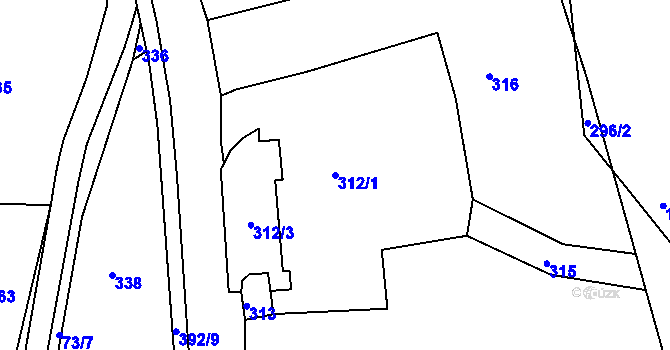 Parcela st. 312/1 v KÚ Vernéřov, Katastrální mapa