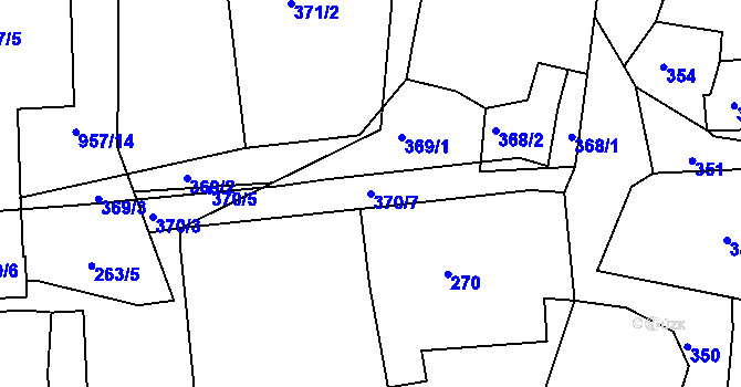 Parcela st. 370/7 v KÚ Vernéřov, Katastrální mapa
