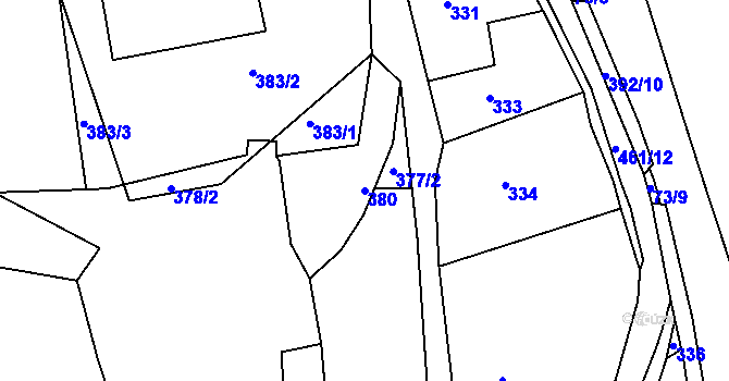 Parcela st. 380 v KÚ Vernéřov, Katastrální mapa