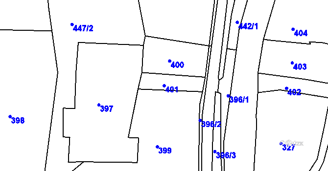 Parcela st. 401 v KÚ Vernéřov, Katastrální mapa
