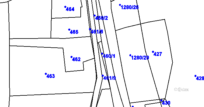 Parcela st. 460/1 v KÚ Vernéřov, Katastrální mapa