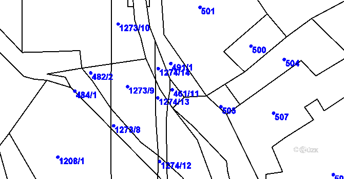Parcela st. 461/11 v KÚ Vernéřov, Katastrální mapa