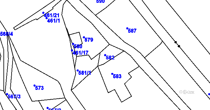 Parcela st. 582 v KÚ Vernéřov, Katastrální mapa