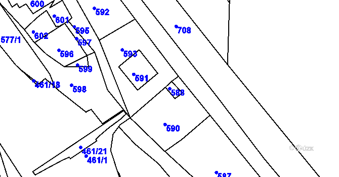 Parcela st. 588 v KÚ Vernéřov, Katastrální mapa