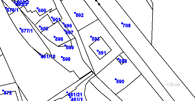 Parcela st. 591 v KÚ Vernéřov, Katastrální mapa