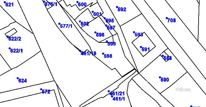 Parcela st. 598 v KÚ Vernéřov, Katastrální mapa