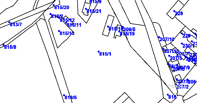 Parcela st. 815/1 v KÚ Vernéřov, Katastrální mapa